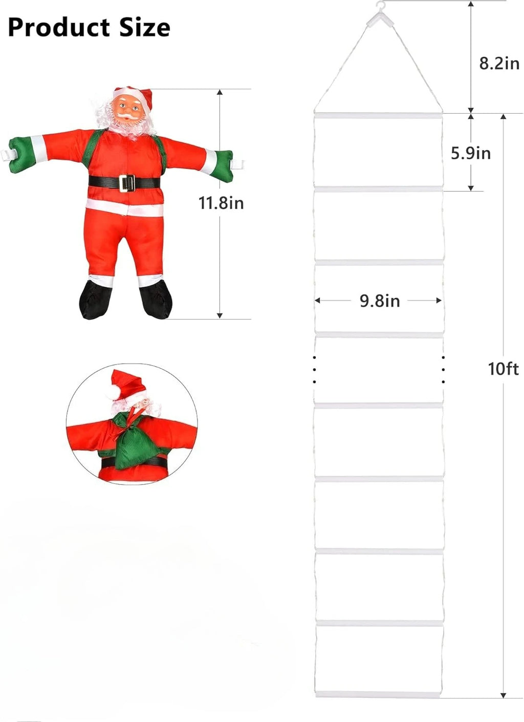 3M Warm White Santa Fairy Lights – USB Powered Christmas Climbing Decoration for Doors, Windows & Tree Corners