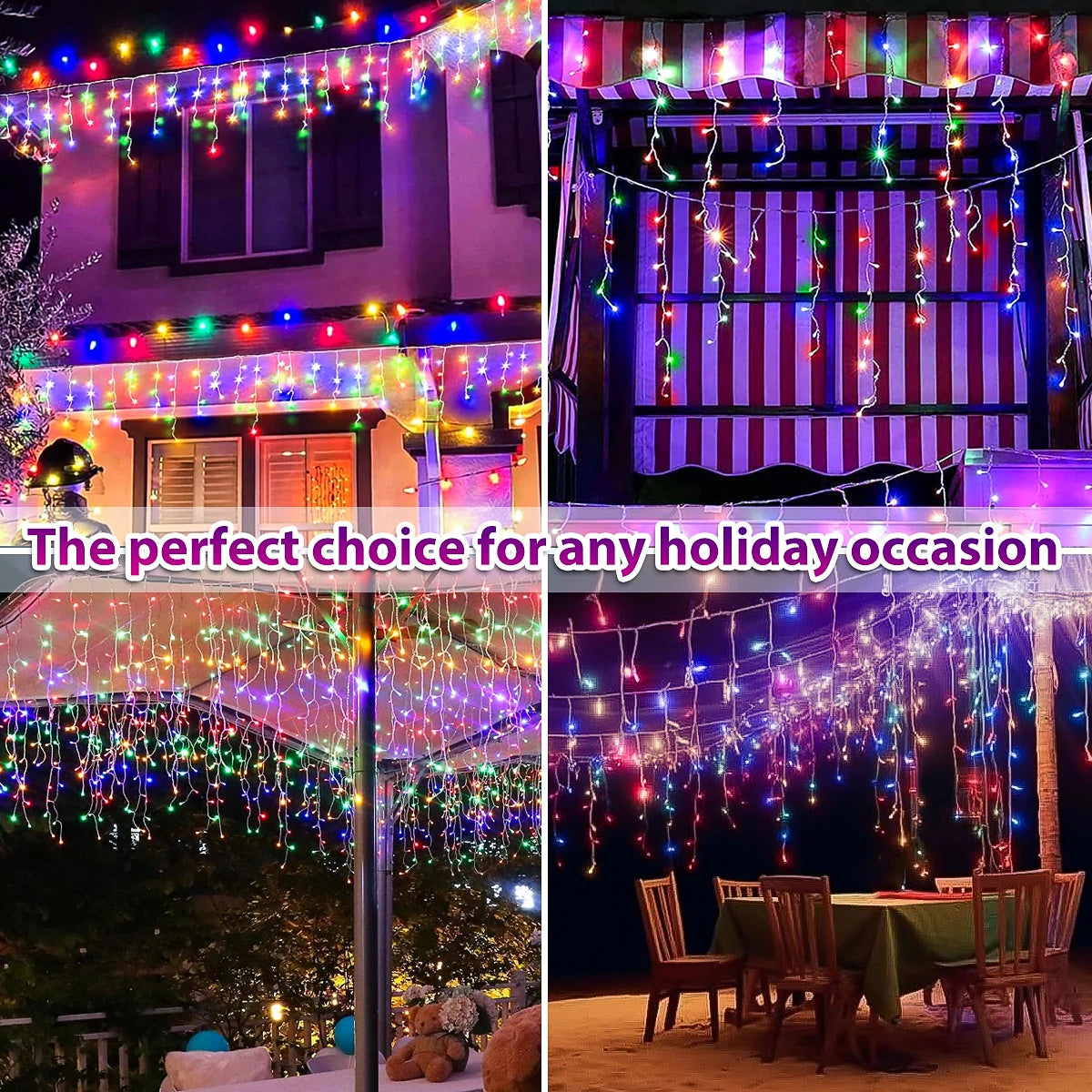 Christmas Icicle LED Lights | Waterproof Holiday Outdoor Decor